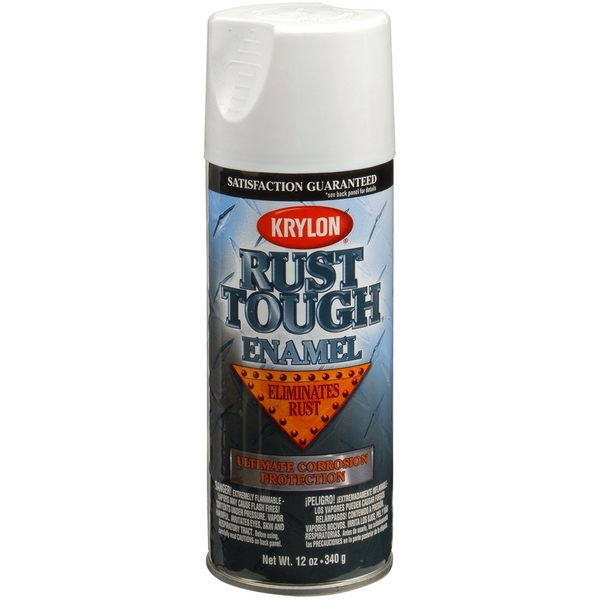 Krylon Rust Tough Enamel Paint, Flat White, 12 oz Can, One Coat Coverage, Low Odor RTA9219